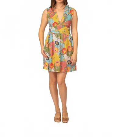 Cameo V Neck Mini Dress In Osaka In Yellow