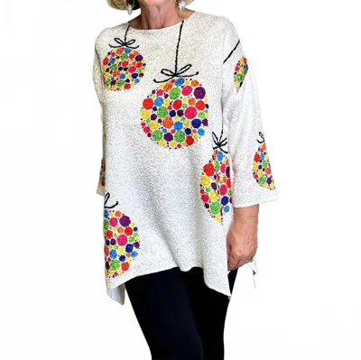 Berek Colorful Christmas Ball Top In White In White