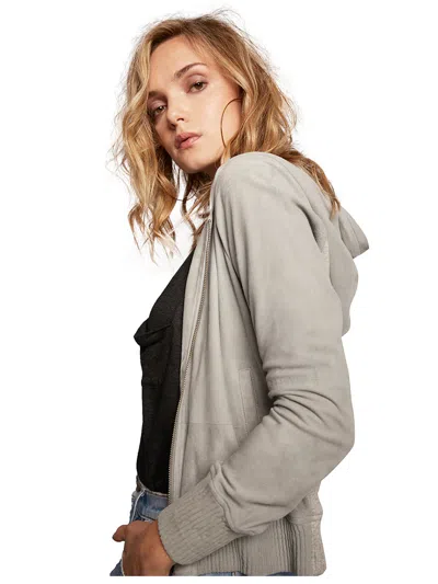 As By Df Luxe Shrunken Suede Hoodie In Gray