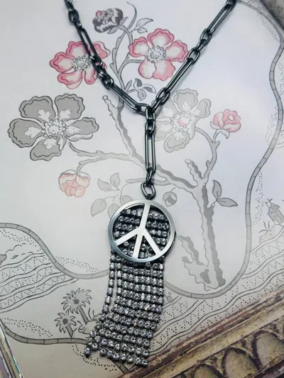 Tova Women's Peace Necklace In Silver In Black