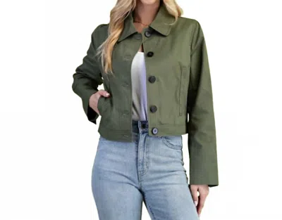 Gigio Military Style Cropped Jacket In Army Green In Green