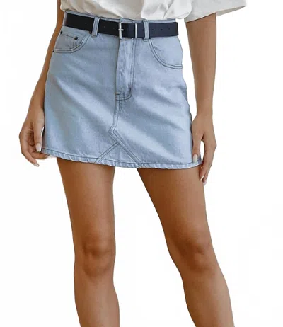 Beige Botany Denim Skirt With Belt In Blue In Blue