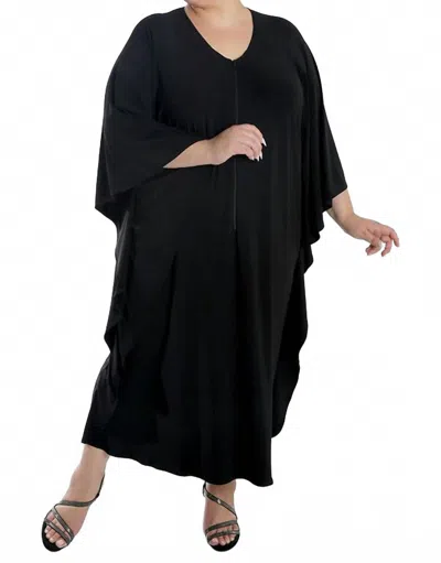 Vikki Vi Long Sleeves Caftan Dress In Black In Black