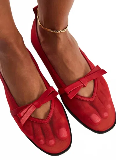 Free People Women's Mesh Mania Bow Flats In Black In Multi