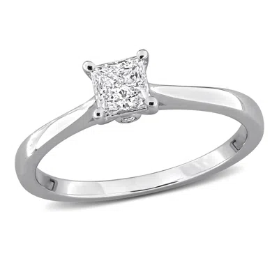 Mimi & Max 1/2ct Tw Princess Lab-grown Diamond Engagement Ring White Or Yellow Sterling Silver In White
