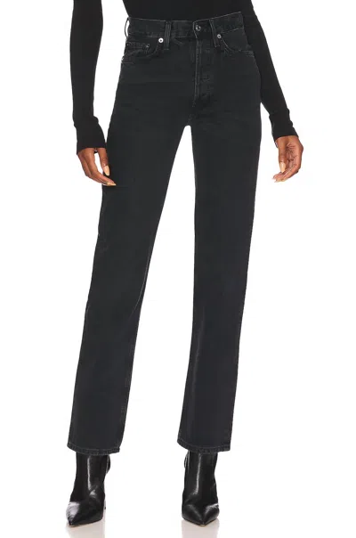 Agolde Lana Mid Rise Straight Jeans In Conduct In Black