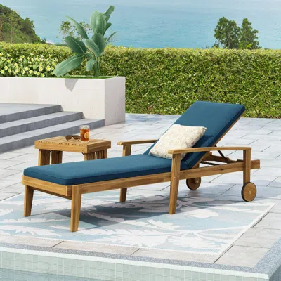 Streamdale Furniture Streamdale Acacia Wood Chaise Lounge With Adjustable Cushions