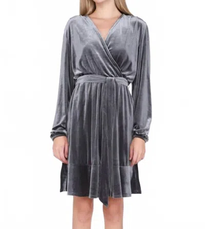 Dex Velvet Wrap Dress In Silver/grey In Gray