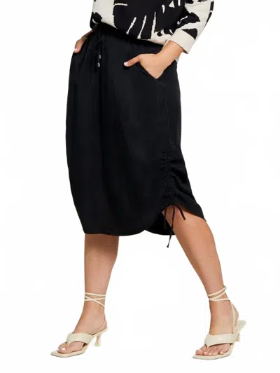Tribal Pull On Ruching Skirt In Black In Black