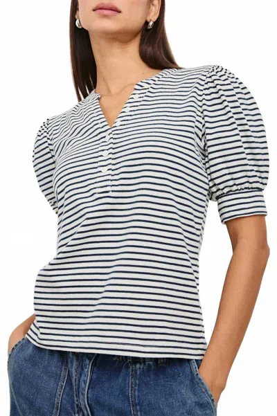 Rails Jewel Micro Stripe Blouse In Navy In Blue