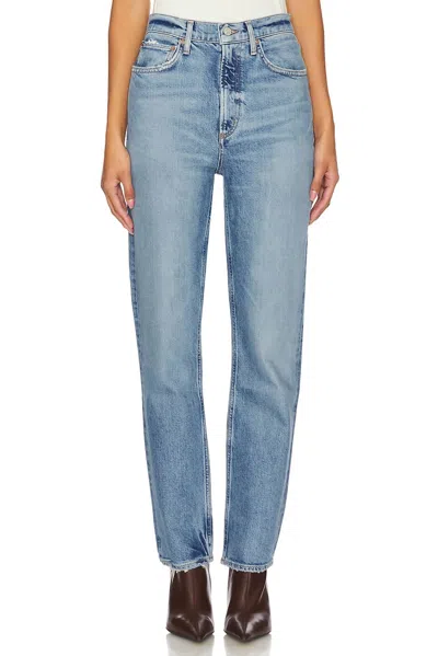 Agolde High Rise Stovepipe Straight Cotton Jean In Melody In Blue