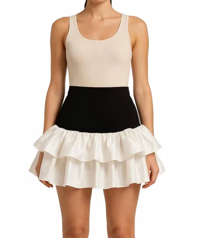 Miscreants London Ruffle Mini Skirt In Black/white In Multi