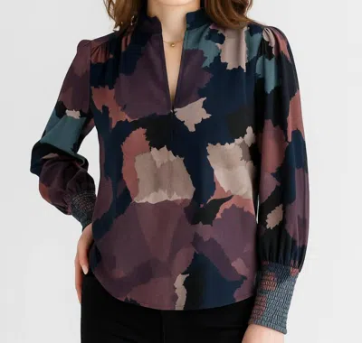 Go By Go Silk Soft Spoken Blouse In Puzzling Ink In Green