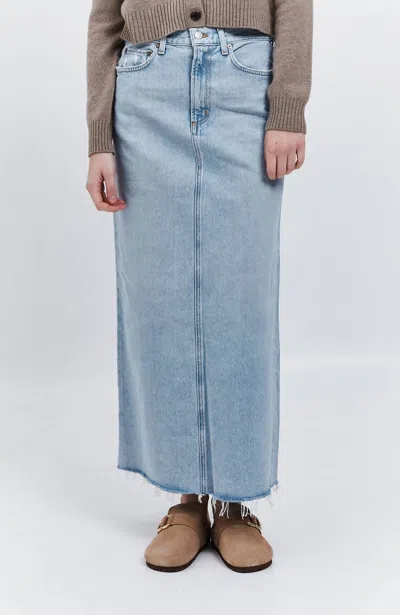 Agolde Hilla Mid-rise Back-slit Maxi Skirt In Practice In Blue