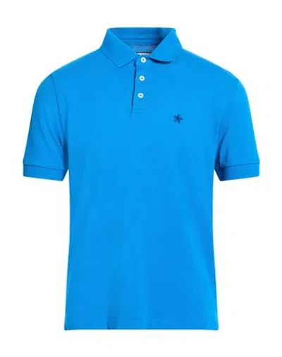 At.p.co At. P.co Man Polo Shirt Azure Size M Cotton, Elastane In Blue