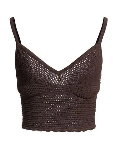 Elisabetta Franchi Woman Top Chocolate Brown Size 8 Viscose, Polyamide In Brown