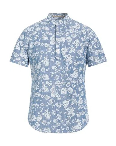 At.p.co At. P.co Man Shirt Navy Size 15 ½ Linen, Cotton In Blue