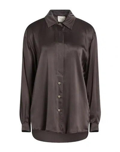 Alysi Woman Shirt Dark Brown Size 2 Silk In Brown