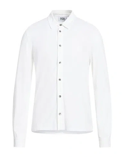 Alpha Studio Man Shirt White Size 48 Cotton, Elastane In White