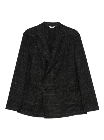 Boglioli Double-breasted Check-pattern Jacket In Black