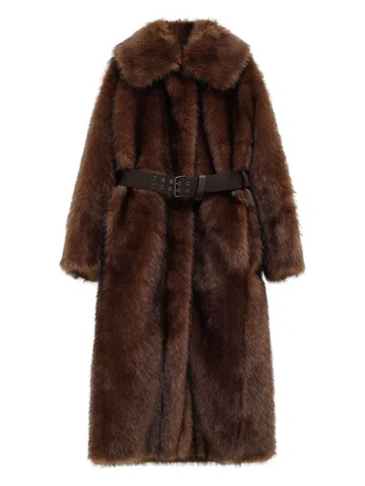 Moncler Grenoble Belted Coat In Brown