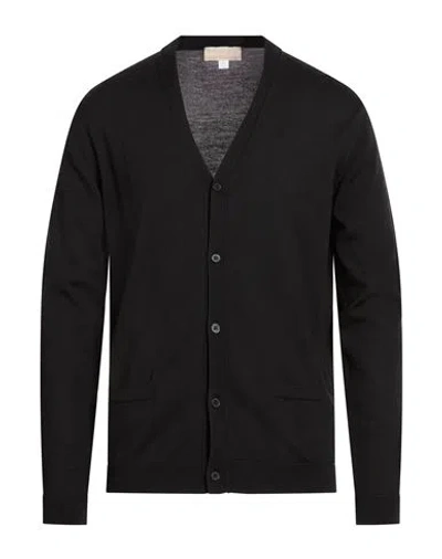 120% Lino Man Cardigan Black Size Xxl Merino Wool In Black