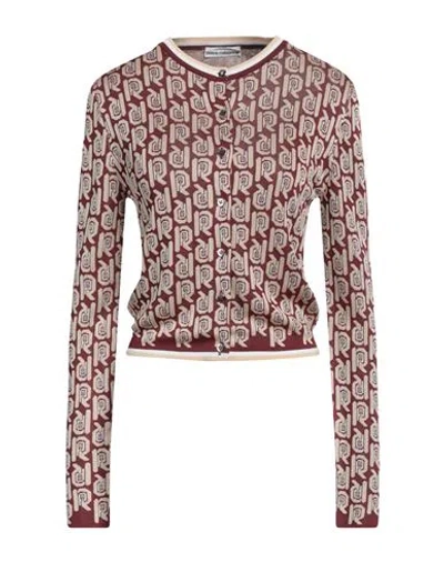 Rabanne Woman Cardigan Rust Size L Viscose In Red