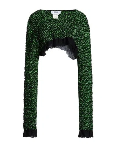 Msgm Woman Sweater Black Size 4 Synthetic Fibers, Polyamide, Merino Wool, Acrylic, Alpaca Wool In Green