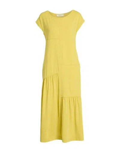 Alpha Studio Woman Midi Dress Yellow Size 6 Cotton, Elastane In Yellow