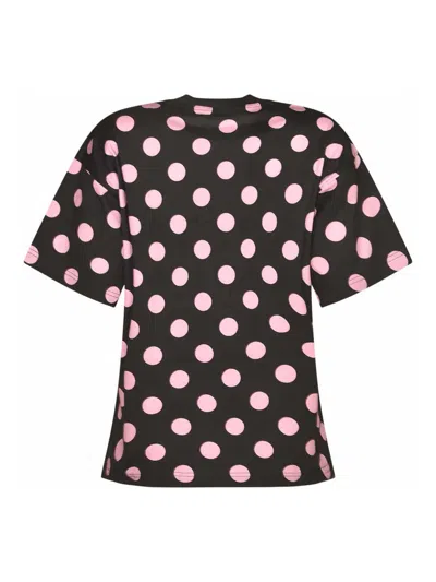 Moschino Graphic Polka Dot Crew Neck Top In Pink