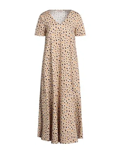 Purotatto Woman Maxi Dress Camel Size 6 Cotton, Elastane In Brown