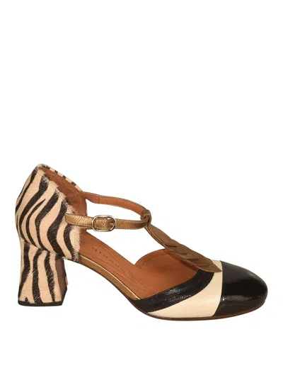 Chie Mihara 60mm Zebra-print Panelled Pumps In Black