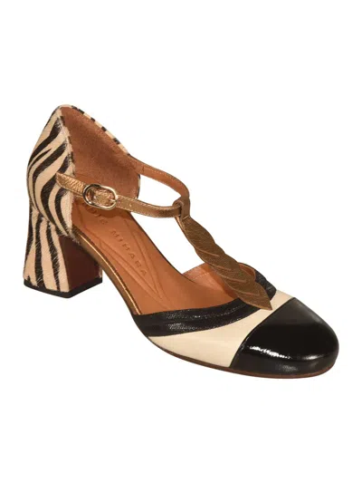 Chie Mihara 60mm Zebra-print Panelled Pumps In Black