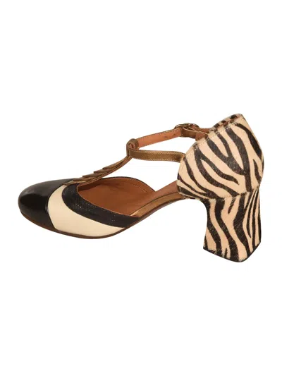 Chie Mihara 60mm Zebra-print Panelled Pumps In Black