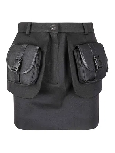 Coperni Structured Mini Skirt With Front Button In Black