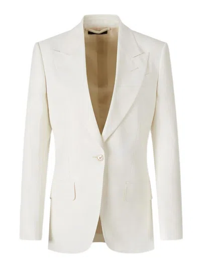 Tom Ford Tailored White Jacket With Sharp Lapels In White