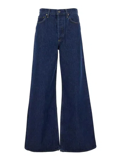 Agolde Lady's Wide-leg Jeans With Five Pockets In Blue