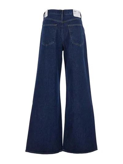 Agolde Lady's Wide-leg Jeans With Five Pockets In Blue