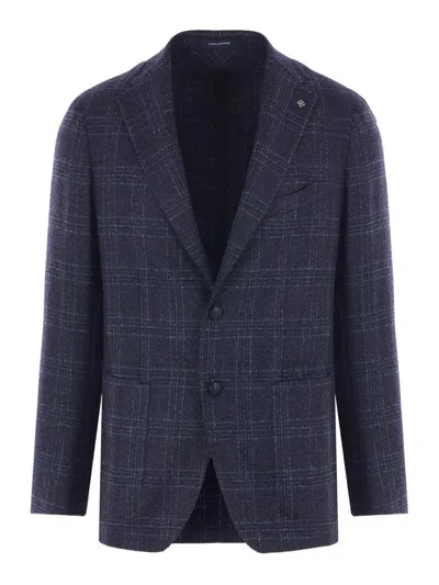 Tagliatore Blue Prince Of Wales Montecarlo Single-breasted Blazer In Blue