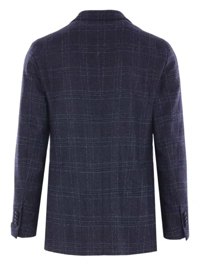 Tagliatore Blue Prince Of Wales Montecarlo Single-breasted Blazer In Blue