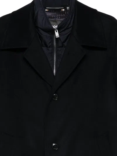 Hugo Boss Tailored Blue Casual Shirt With Button-down Closure In Black