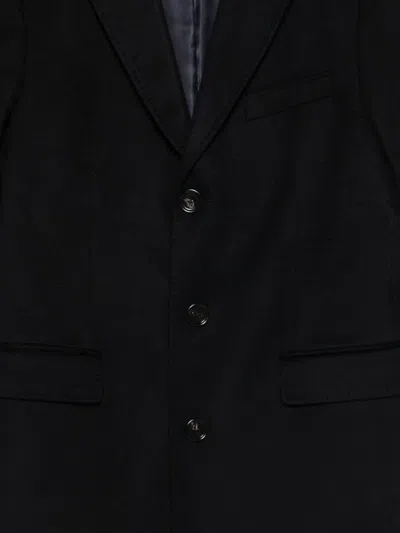 Hugo Boss Structured Blue Coat With Tailored Design In Black