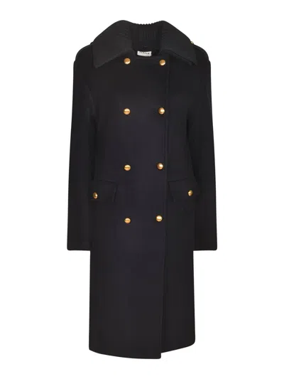 P.a.r.o.s.h Double-breasted Removable-collar Coat In Black