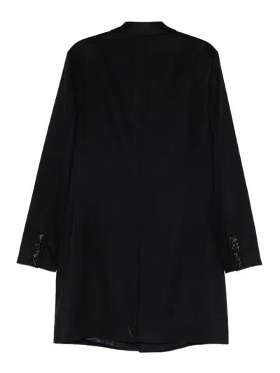 Hugo Boss Structured Blue Coat With Tailored Design In Black