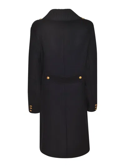 P.a.r.o.s.h Double-breasted Removable-collar Coat In Black
