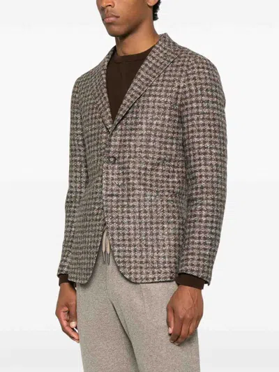 Tagliatore Tailored Brown Jacket With Classic Lapel Collar And Refined Silhouette In Multi