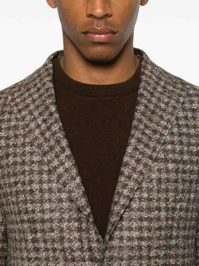 Tagliatore Tailored Brown Jacket With Classic Lapel Collar And Refined Silhouette In Multi