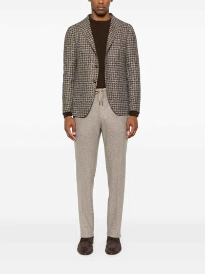 Tagliatore Tailored Brown Jacket With Classic Lapel Collar And Refined Silhouette In Multi