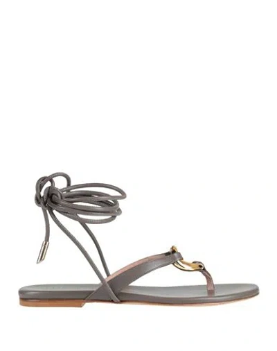 Gia Borghini Woman Sandals Grey Size 10 Leather In Multi