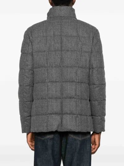 Fay Double Front Short Down Jacket In Wool In Gray